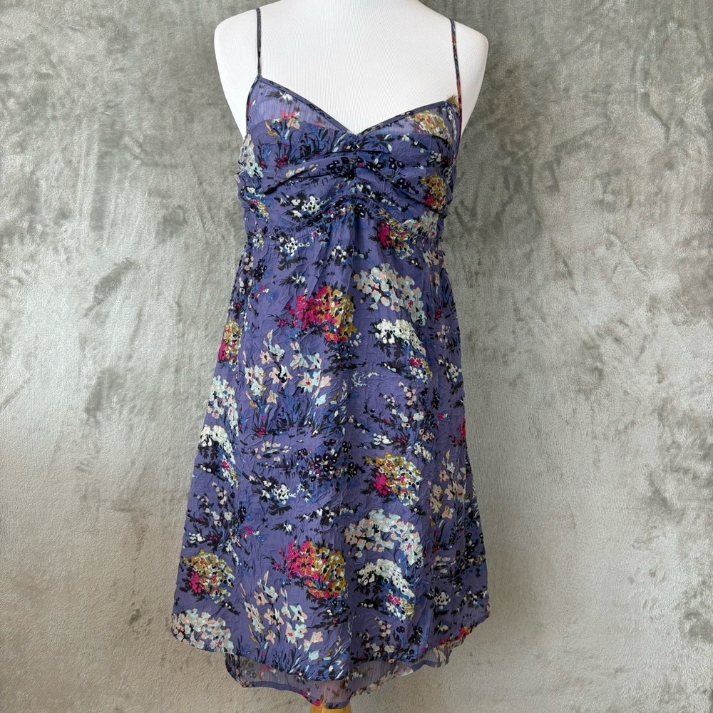 Y2K American Eagle Purple Floral Spaghetti Strap Sundress Sz 4